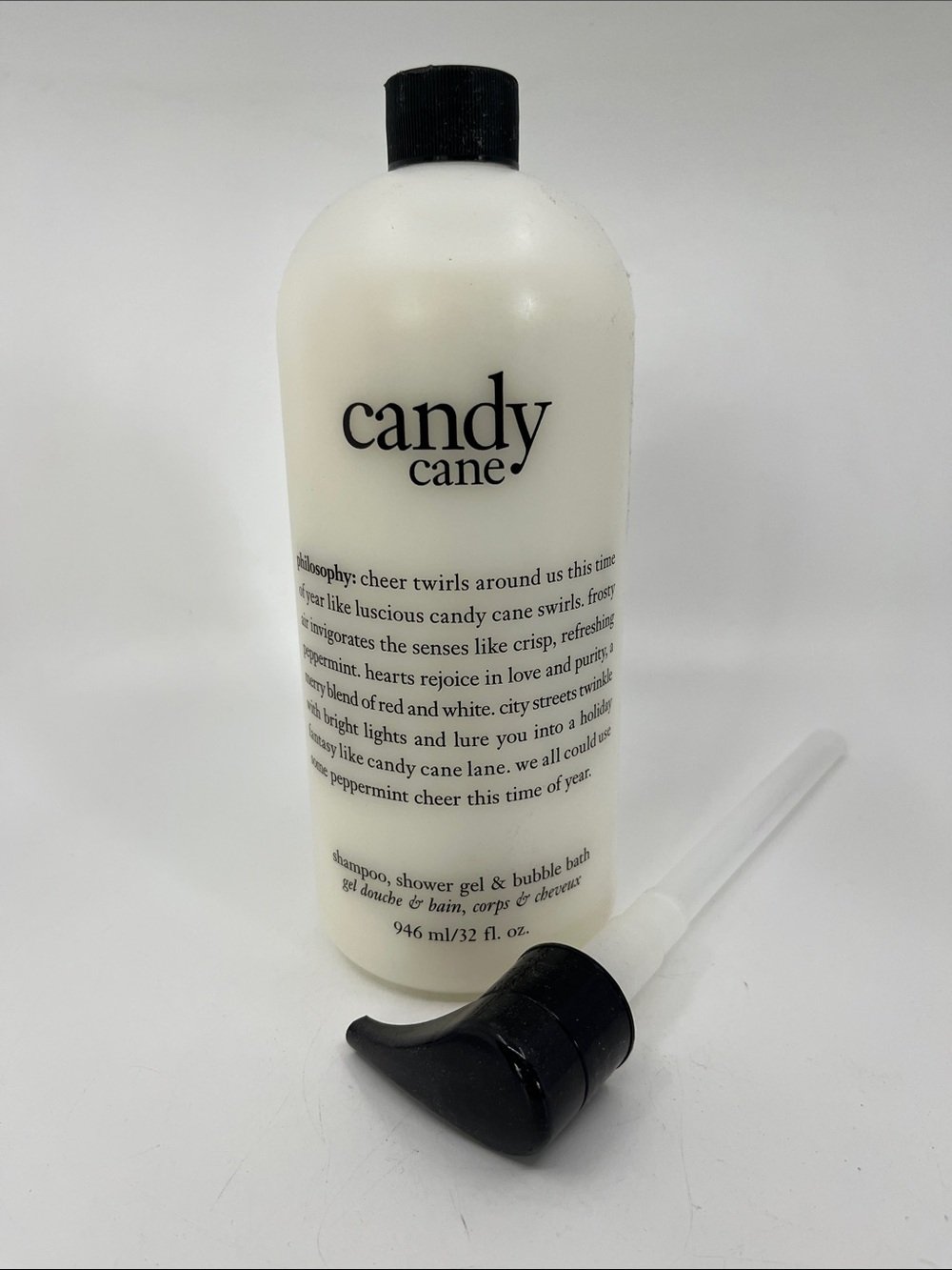 Philosophy Candy Cane Shampoo Shower Gel Bubble Bath - 32 Oz. w/ Pump